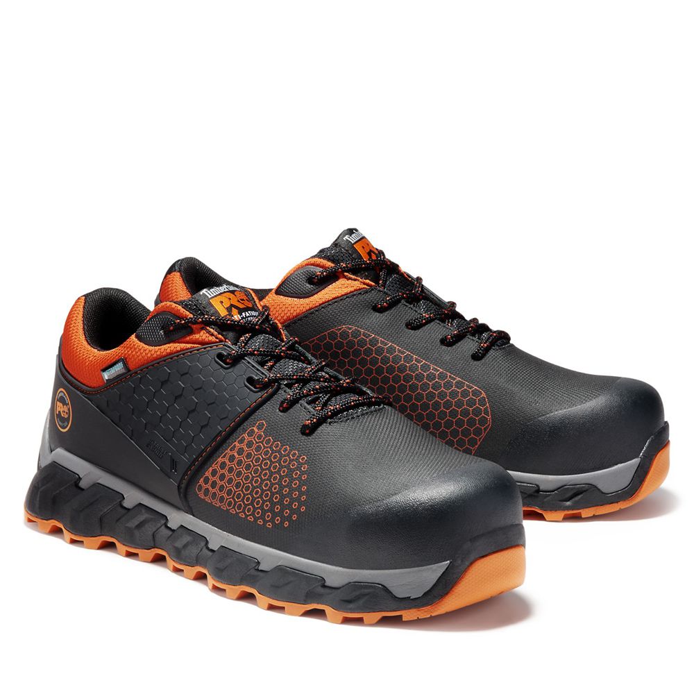 Timberland Mens Work Shoes PRO® RidgeLow Comp Toe - Black/Orange - India QL4203156